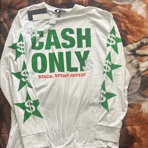 Cash Only White Graphic Men's Shirt